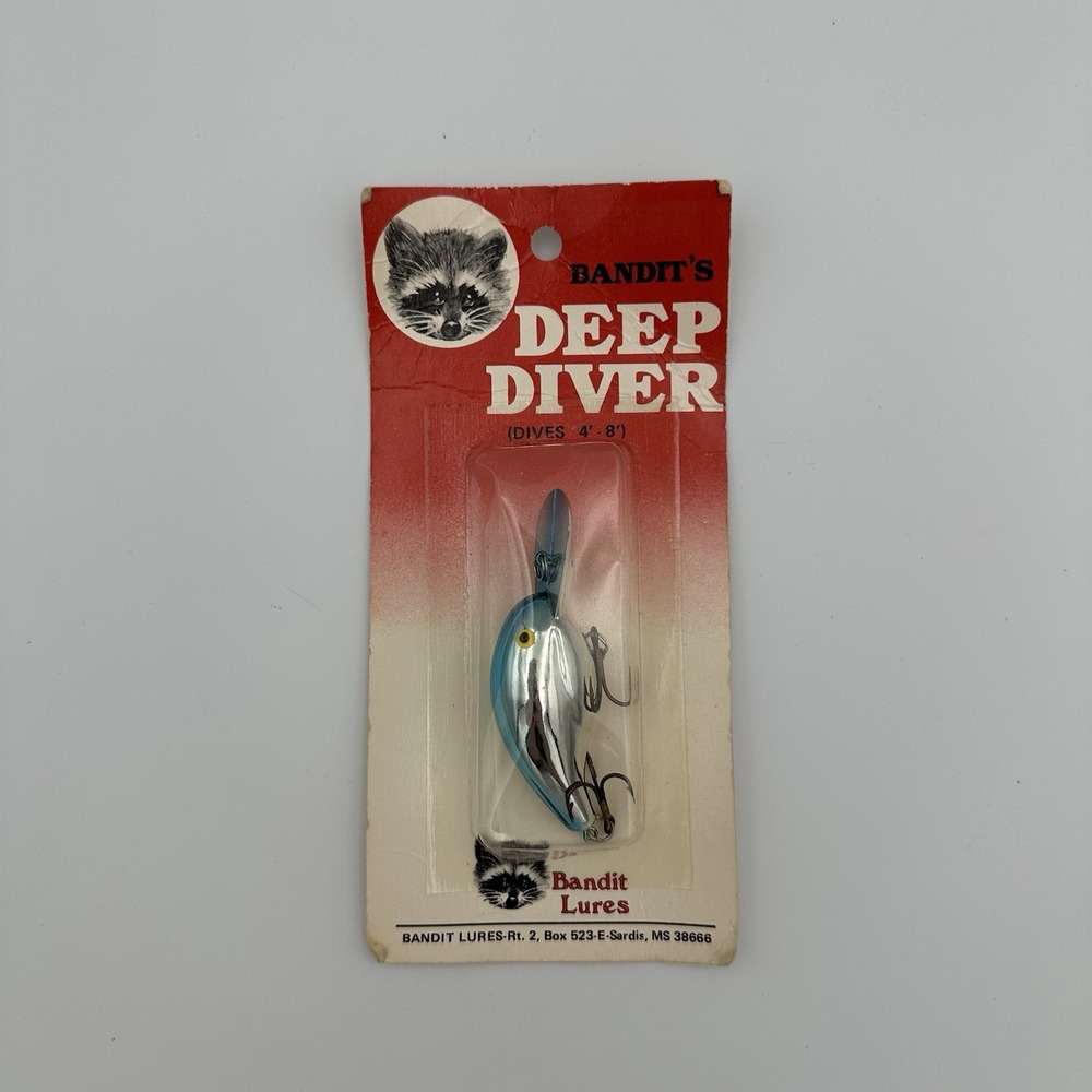 Vintage Bandit's Deep Diver Fishing Lure‎ Pre-Pradco Sardis MS Blue Chrome